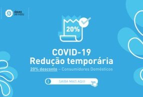 COVID-19 | Em 2022, mantém-se o desconto temporário de 20% nos consumos de água e saneamento