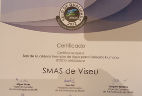 Águas de Viseu conquista selo “Qualidade exemplar de água para consumo humano” 2022